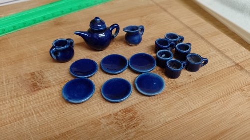 Dolls house blue tea set - ,, 1/12