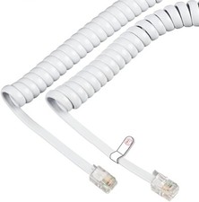 2 3 & 5 metre Curly White Replacement Telephone Handset Lead Wire Cable RJ10 BT