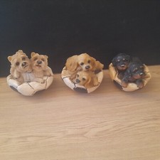 Football with Puppies Figurine - Border Terrier Cocker Spaniel Rottweiler - Rare