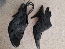 MISTRESS “Ring The Double” Sling Back Black Leather Open Toe Sandle Shoes - UK5 