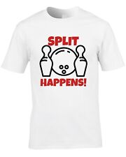 Bowling Funny Men's T-Shirt Split Happens Bowler Gift Idea Lane Team Club Ball