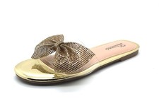 Womens Ladies Diamante Flat