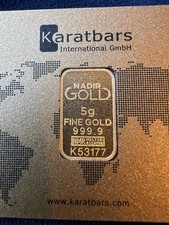 Solid Gold Bar Karatbars 999.9 Pure Gold Bullion 5g