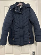 Ladies Joules Padded Coat Size 12 Perfect for Winter Navy Blue Removable Hood
