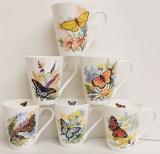 Butterflies & Flowers Mugs Set of 6 Fine Bone China Richmond 12oz 350 ml Cups UK