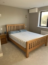 Oak Furniture Land King Bed Frame and Side Table