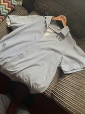 HMP Prison Blue & White Stripe Cotton Short Sleeve Shirt 17” Collar-New