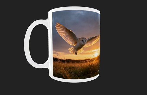 White ceramic coffee mug owl - coffee,