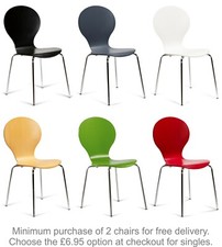 Stacking Dining Chairs Keeler Chrome & Wood Grey Red Green White Black Natural