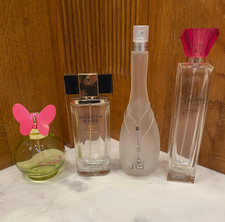 Display Set of 4 Empty Branded Perfume Bottles – Twiggy, JLO, Estée Lauder, M&S