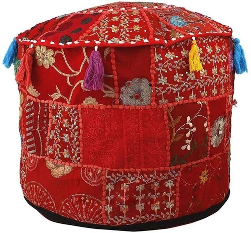 Indian vintage patchwork pouf - vintage,