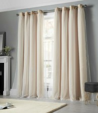 Pair of Curtains Cream Voile Lined Beckham 46 x 54 inch RRP £30 2NDS RETURNS 18