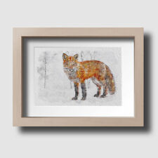Fox in the Snow Wildlife Mammals Watercolour Sketch Wall Print Picture Unframed