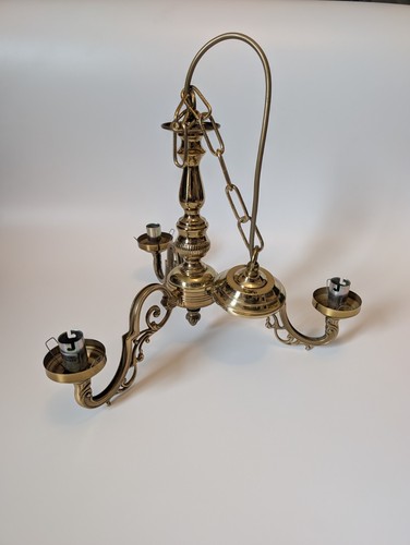 Three arm brass chandelier - three,