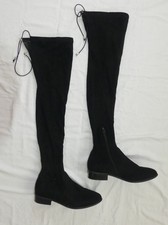 ASOS Black Faux Suede Soft Uppers Mid Thigh Sock Boots UK 6