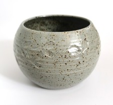 Vintage Oast House Studio Pottery Grey Bowl Iron Oxide Flecks Stamped