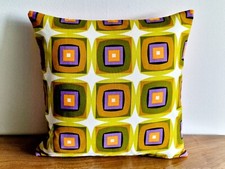 Handmade geometric pattern scatter cushion cover vintage 1960s 1970s fabric