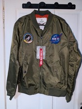 Asstseries Militare Nasa Green 100th Space Shuttle Mission Bomber Jacket Large