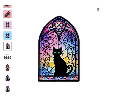 Black cat stained glass - glass, window