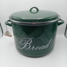 Vintage/Retro Large Green Enamel Bread Bin - Made By Judge - 32cm Diameter