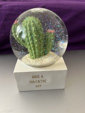 Cactus Snow Globe Decor 11cm Home Office Plant Desk Ornament