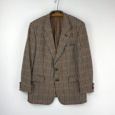 Daks Tweed Jacket Mens 42R Brown Houndstooth Check Wool Twill Sports Blazer