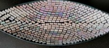 Silver Colour Mosaic Mirror Glass Tray Dish Ornament Interior Design Fruit Bowl