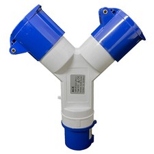 16 amp 2 Way Splitter Mains Electric Hook Up Adaptor 240V Motorhome Caravan Camp