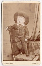 CDV Victorian Boy wearing Large Hat Carte de Visite by Cann of Tiverton
