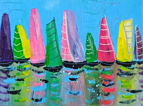 Acrylic painting sailboats