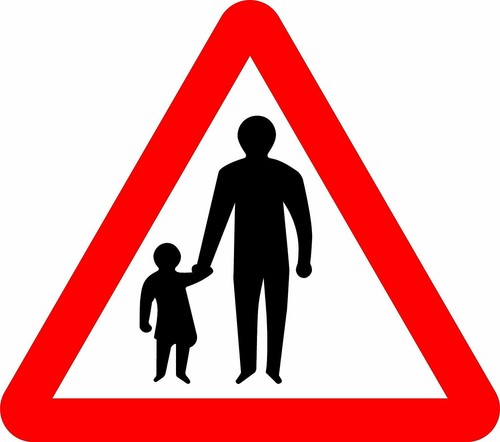 Pedestrians ahead road safety - ,
