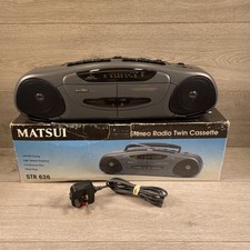 Matsui STR 626 Vintage Double Cassette Tape Deck Radio Boombox in Box - Working