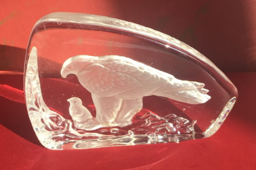 Glass paperweight with eagle - glass,