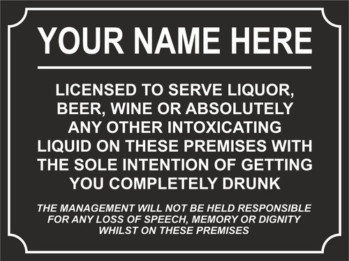 Bar sign funny personalised - bar,