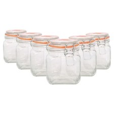 6x 760ml Square Glass Jars