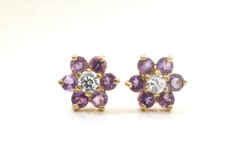 9ct gold amethyst and studs - and, cz
