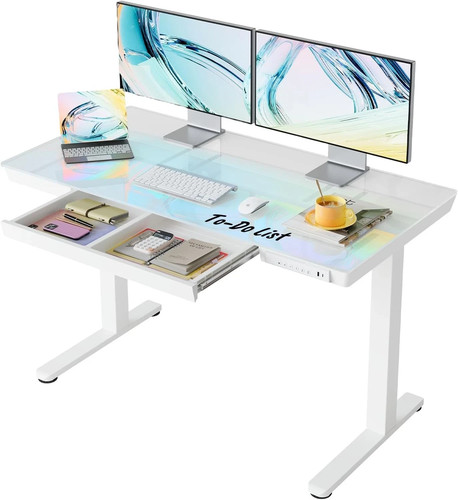 Glass standing desk electric - desk,
