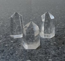 Lot of 3 Small Clear Quartz Carved Towers, 1.11 Inches Tall Approx, 115.8 Grams