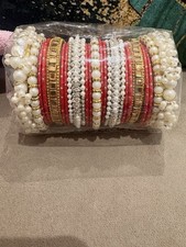 Indian Bollywood Bangles Wedding Party Set White Red Gold