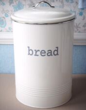 Large Round Upright Cream Metal Bread Bin, Metal Airtight Lid with Handle, VGC