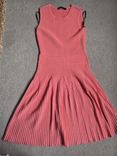Karen Millen Coral Pink  Bandage Ribbed Knit Sporty Skater Dress Small UK8/10 BN