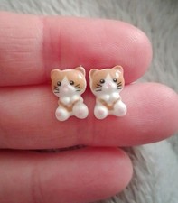 Handmade brown cat kitten stud - brown,