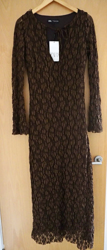Zara brown floral lace sheer - zara,