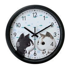 8inch Cute Black White Cat Design Silent Wall Clock Home Decor Bedroom Living