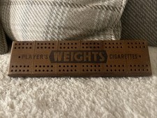 Vintage Oak CRIBBAGE BOARD Advertising / Advert for Players WEIGHTS Cigarettes