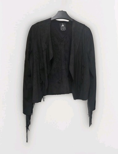 Black faux suede - suede, fringe
