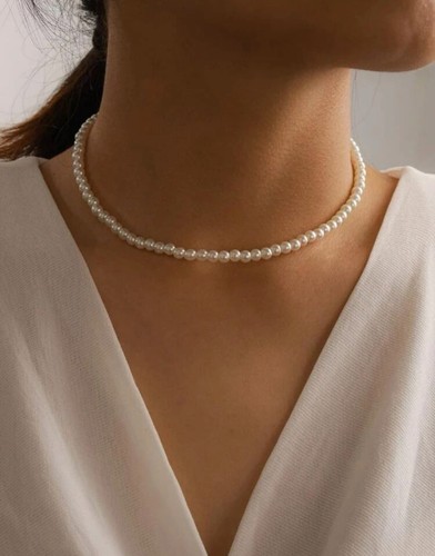 Pearl choker necklace - pearl,