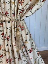 Beautiful, cream, silk curtains. 70" drop. Tiebacks included