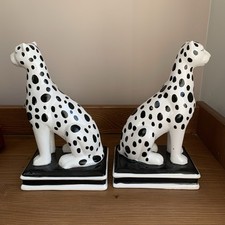 Ceramic Leopard Cheetah Book Ends Mantle Ends Modern Fun Monochrome