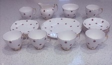 Vintage 21 piece Royal Vale bone china polka dot tea set